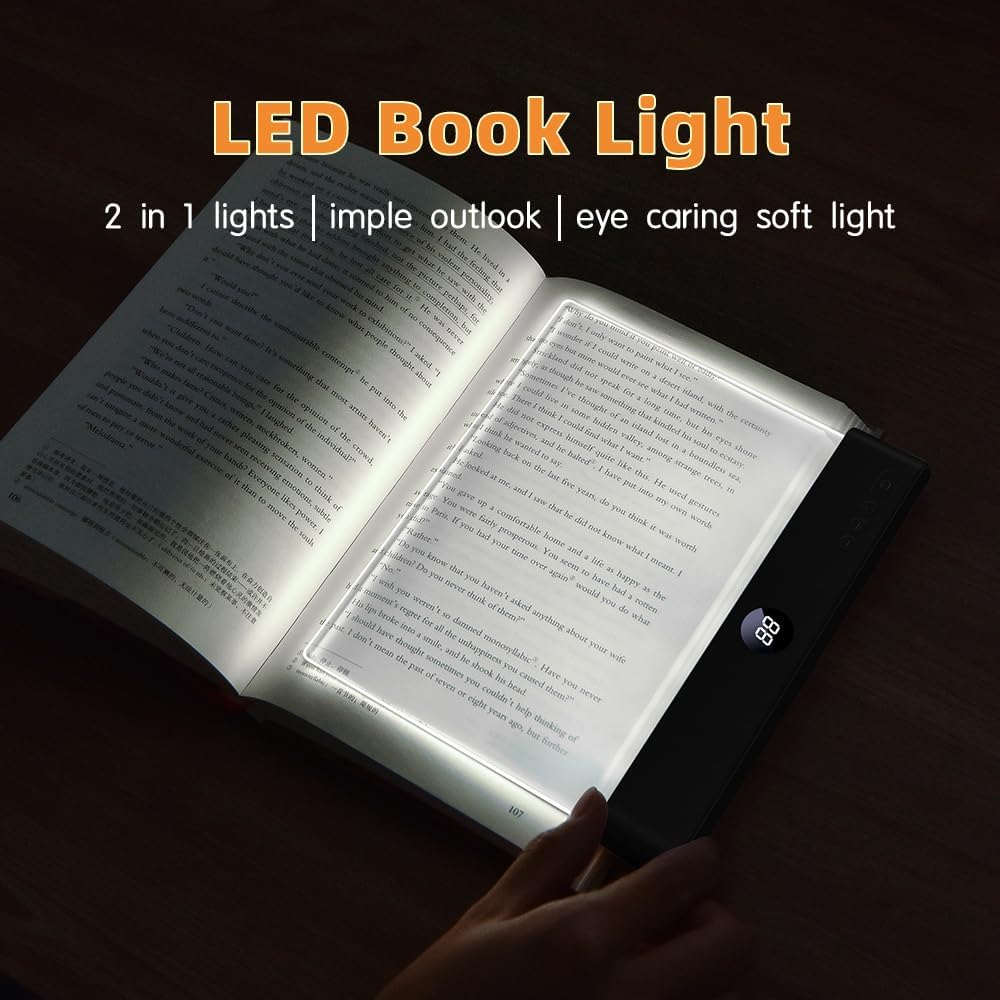 Choudao LED Book Light & Night Light 2 in 1, Dimmable Flat Reading Light (Black)