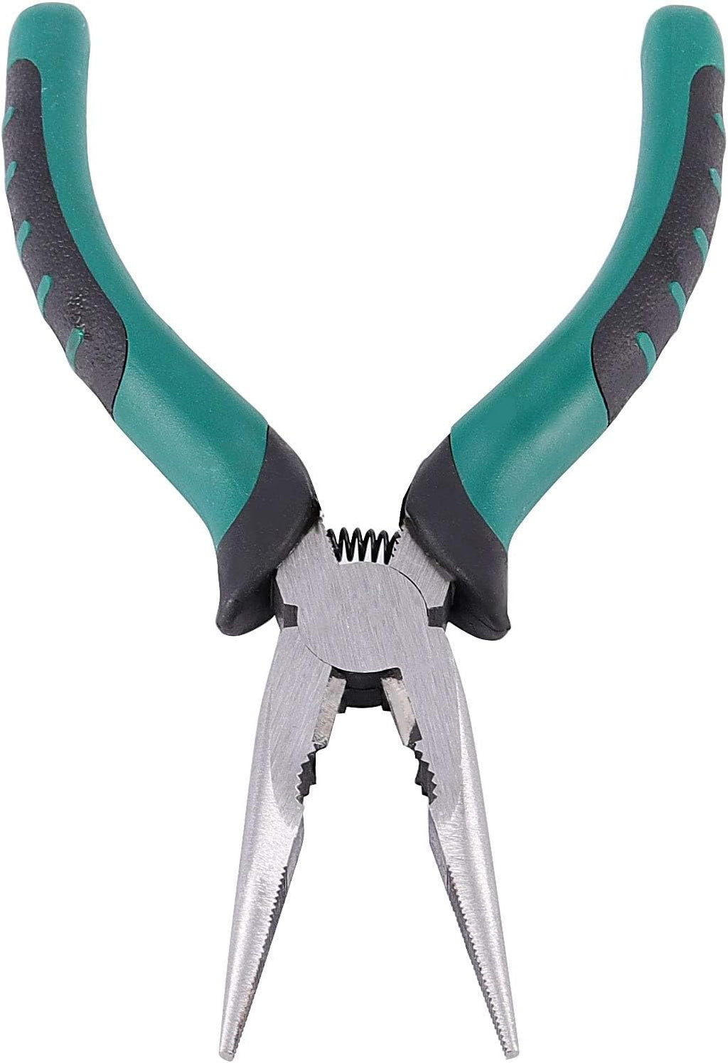 8 PCS 6.3 Inch Spring Needle Nose Pliers, Heavy Duty Steel Nose Side Cutting Pliers Nonslip Rubber Handle Wire Cutter for Crimping Looping Shearing