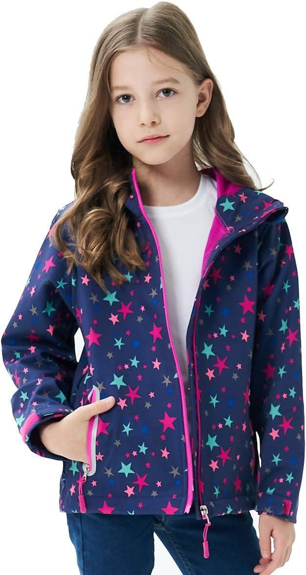 MGEOY Kids Rain Jacket, Waterproof Lightweight Hooded Windbreaker for Boys Girls 4-16Y
