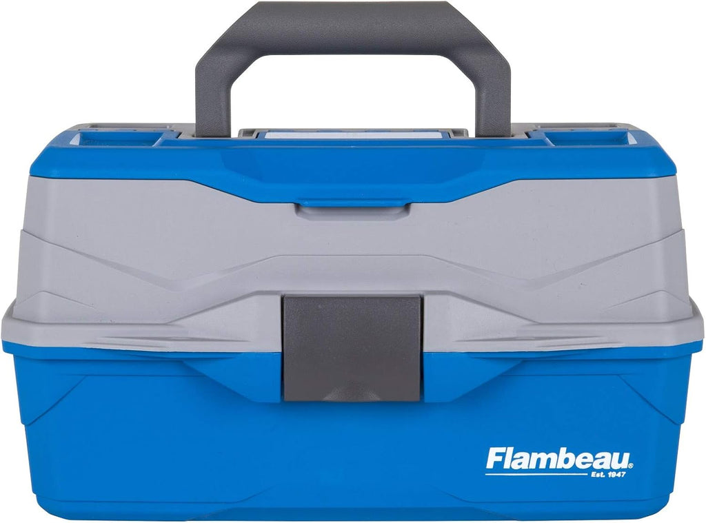 Flambeau Outdoors 6382 2-Tray Tackle Box, 15 Compartments, Blue and Gray