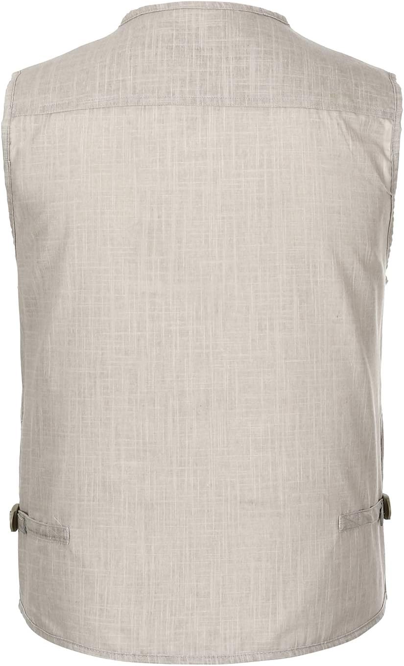 Hbufnha Men's Casual Safari Travel Vest 16 Pockets Outdoor Work Vest Sleeveless Jacket Fishing Hiking Photograph