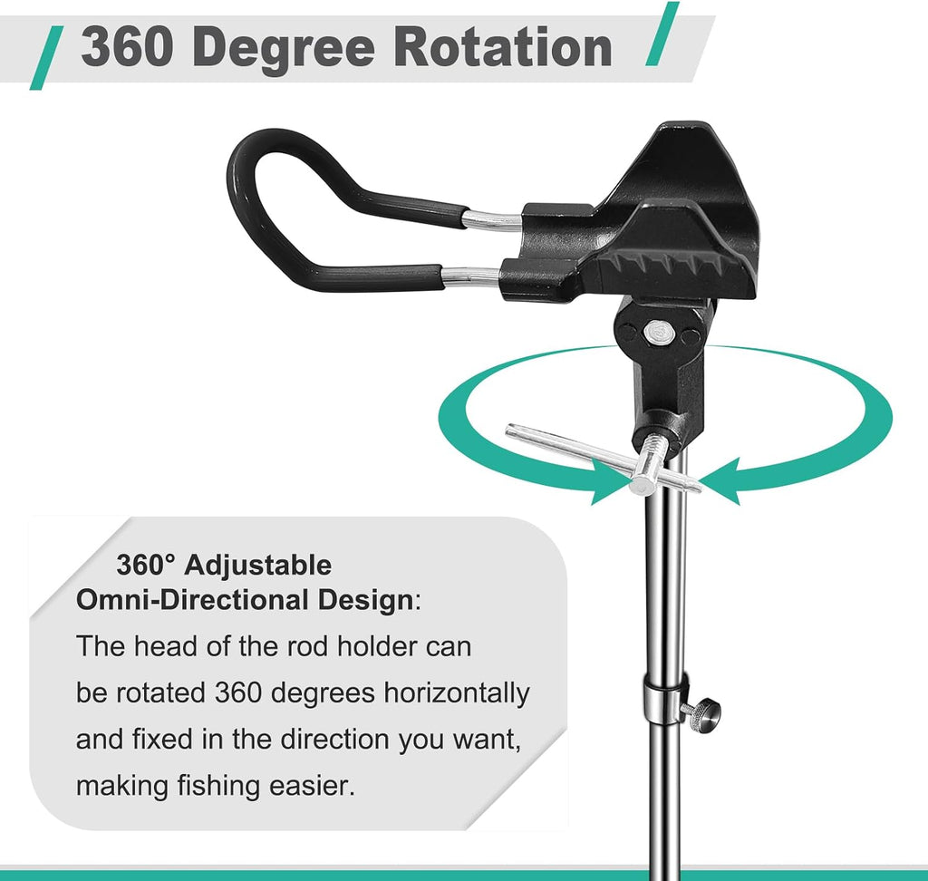 2/4 Pack Fishing Rod Holders, 360 Degree Adjustable Fishing Rod Holders for Bank Fising , Height Adjustable 25-36.6 Inch Multifunctional Stainless Steel Beach Fishing Rod Holder Fishing Gifts for Men