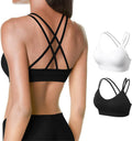 VEQKING Strappy Cross Back Women Sports Bras with Removable Cups