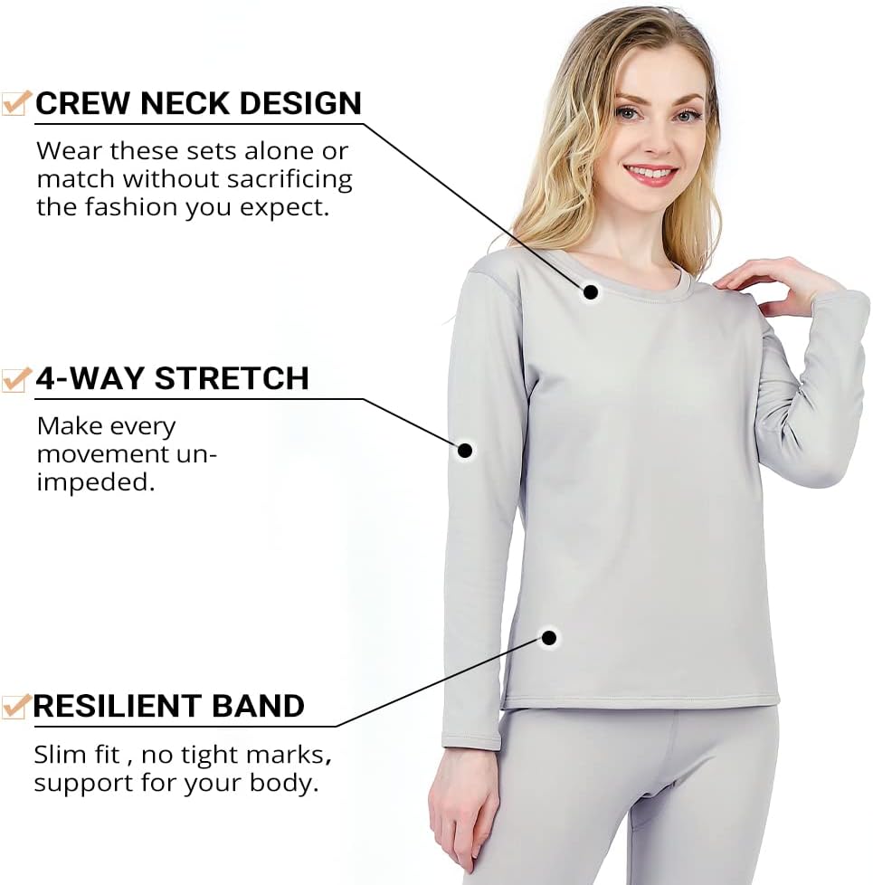 Women's Thermal Underwear Base Layer with Fleece Lined Winter Cold Weather