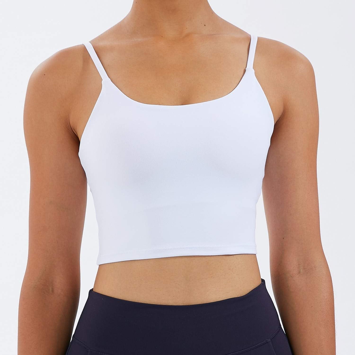 Women's Strappy Stretch Sports Bra Longline Yoga Tank Top Fitness Bra Workout Camisole Crop Tops for Teen Girl