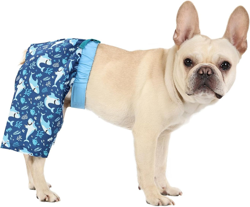 HDE Dog Swim Trunks Hawaiian Shorts Beach Pool Puppy Swimsuit Bl Sharks XS