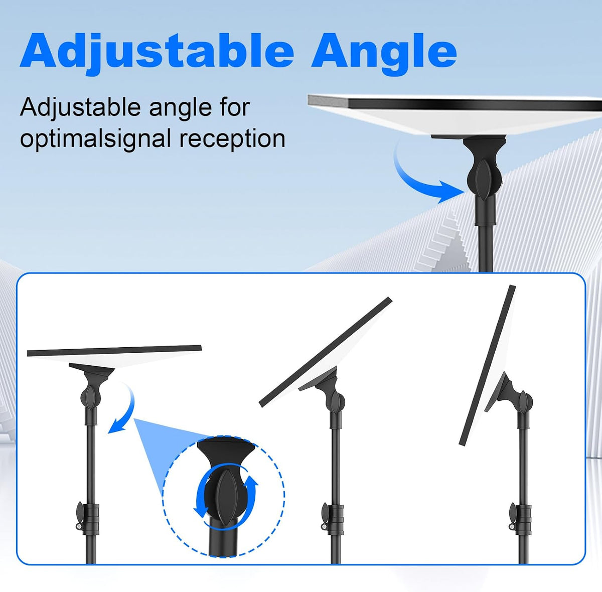 Starlink Mini Tripod Mount with Adapter, 270° Tilt Angle Adjustable Starlink Mini Kit, Height Adjustable Starlink Mount, Ground Nail Design, for Outdoor Camping, Travel, Rv (Balck)