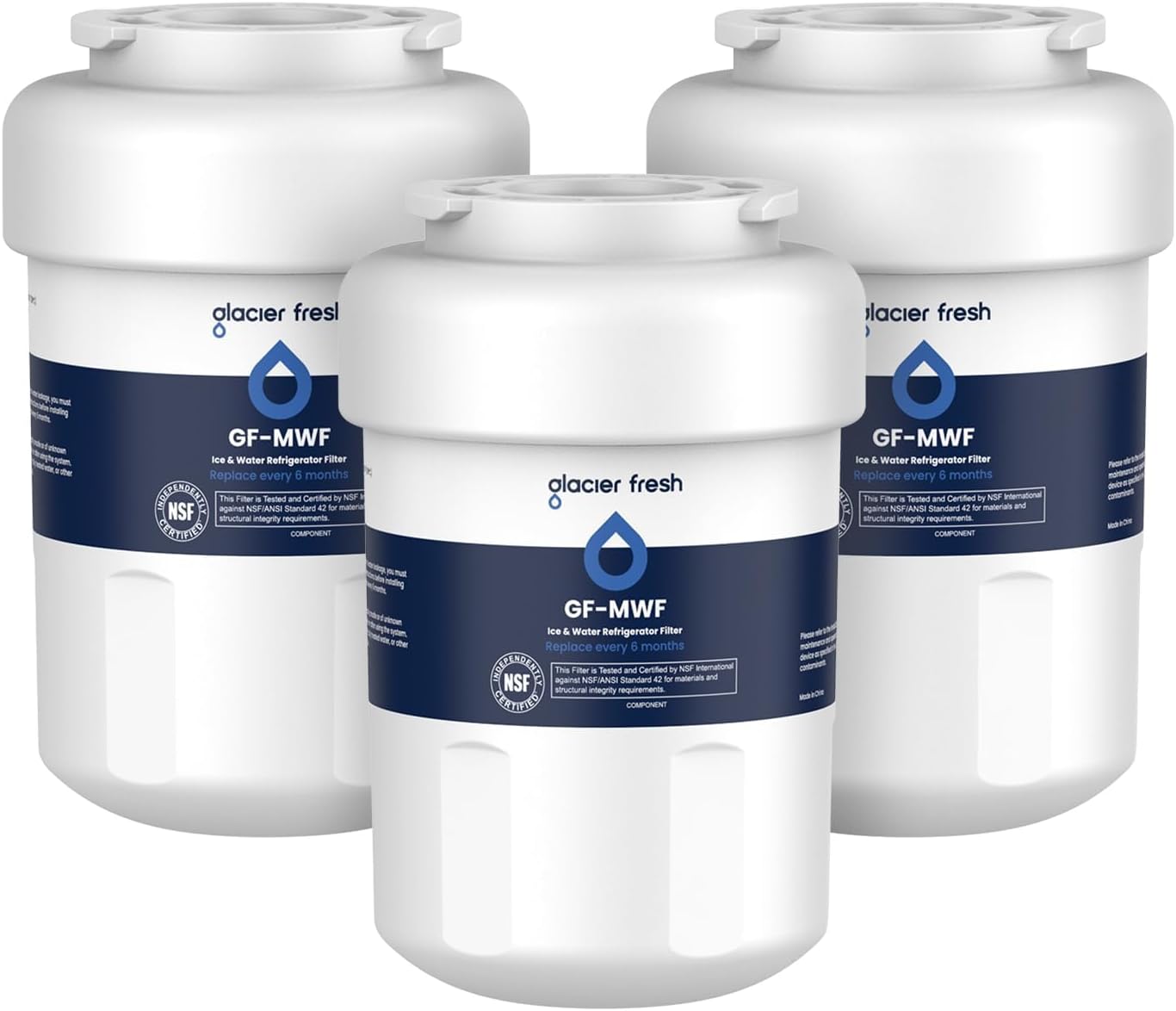 GLACIER FRESH MWF Refrigerator Water Filter Compatible with GE, 3-Pack
