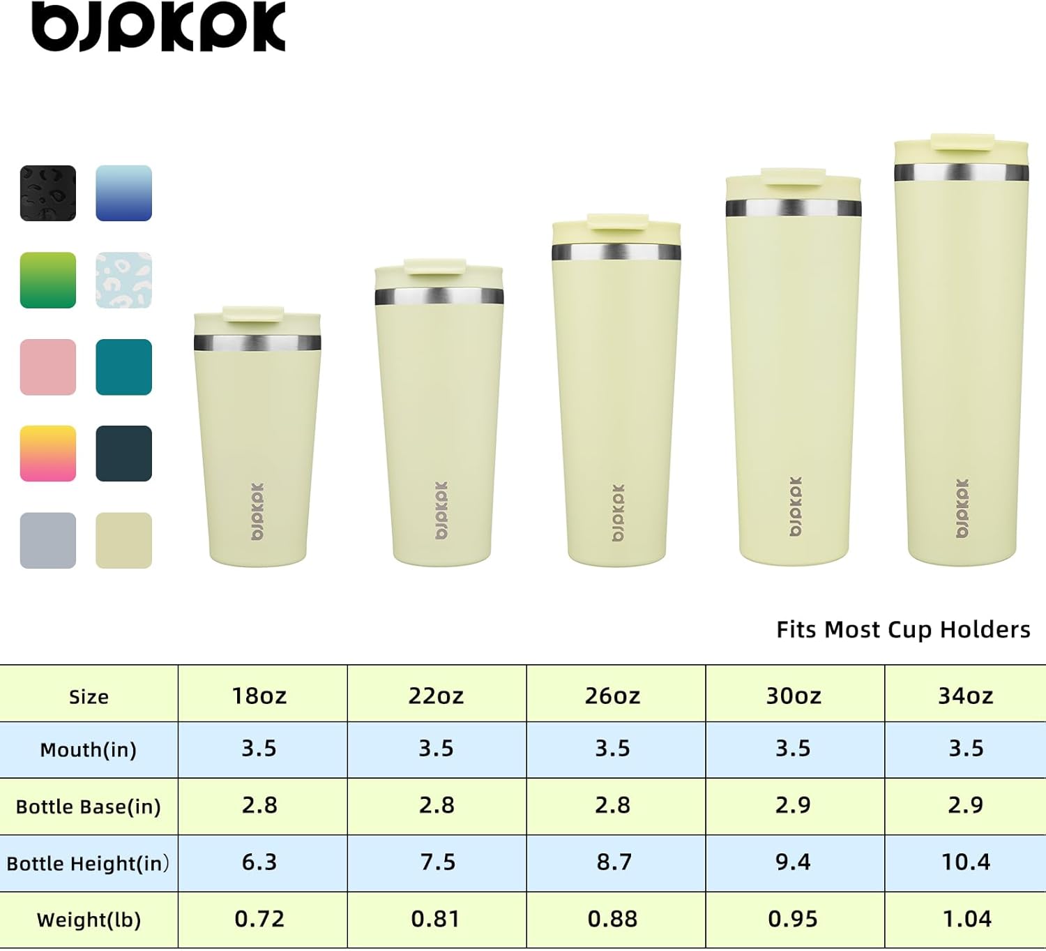 BJPKPK 22 oz Coffee Tumbler with Straw, Insulated Stainless Steel Cup