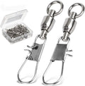 AMYSPORTS Fishing Swivels with Interlock Snap Ball Bearing Swivels Fishing Snap Swivels Saltwater Freshwater Fishing Tackle Leader Lure Jigs Line Fishing Connector