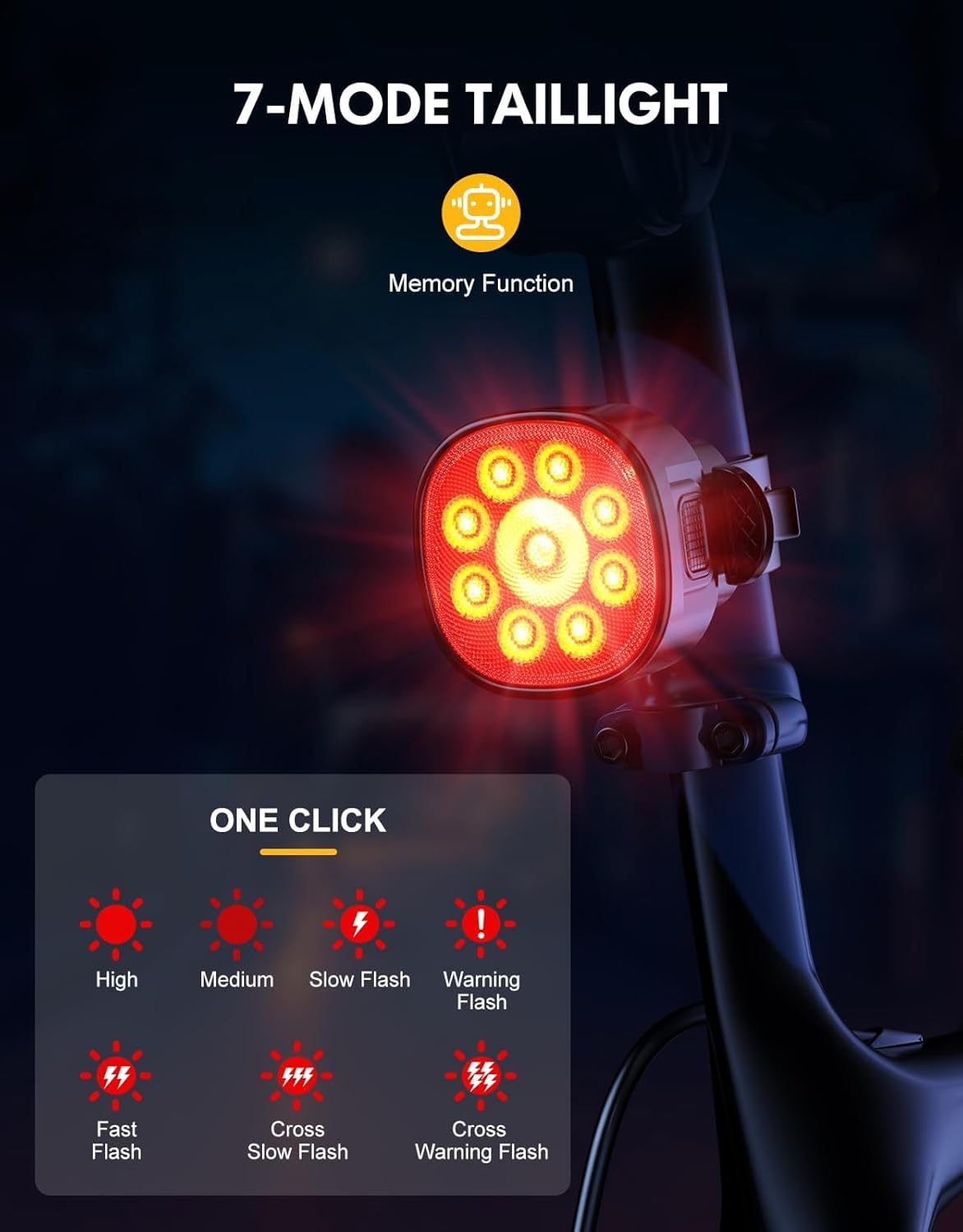 Cuvccn Bike Lights Super Bright, Rechargeable Bicycle Lights Set Multiple Modes, Waterproof Bike Lights for Night Riding/Cycling Safety, Front and Back Bike Reflectors Light, Long Battery Life