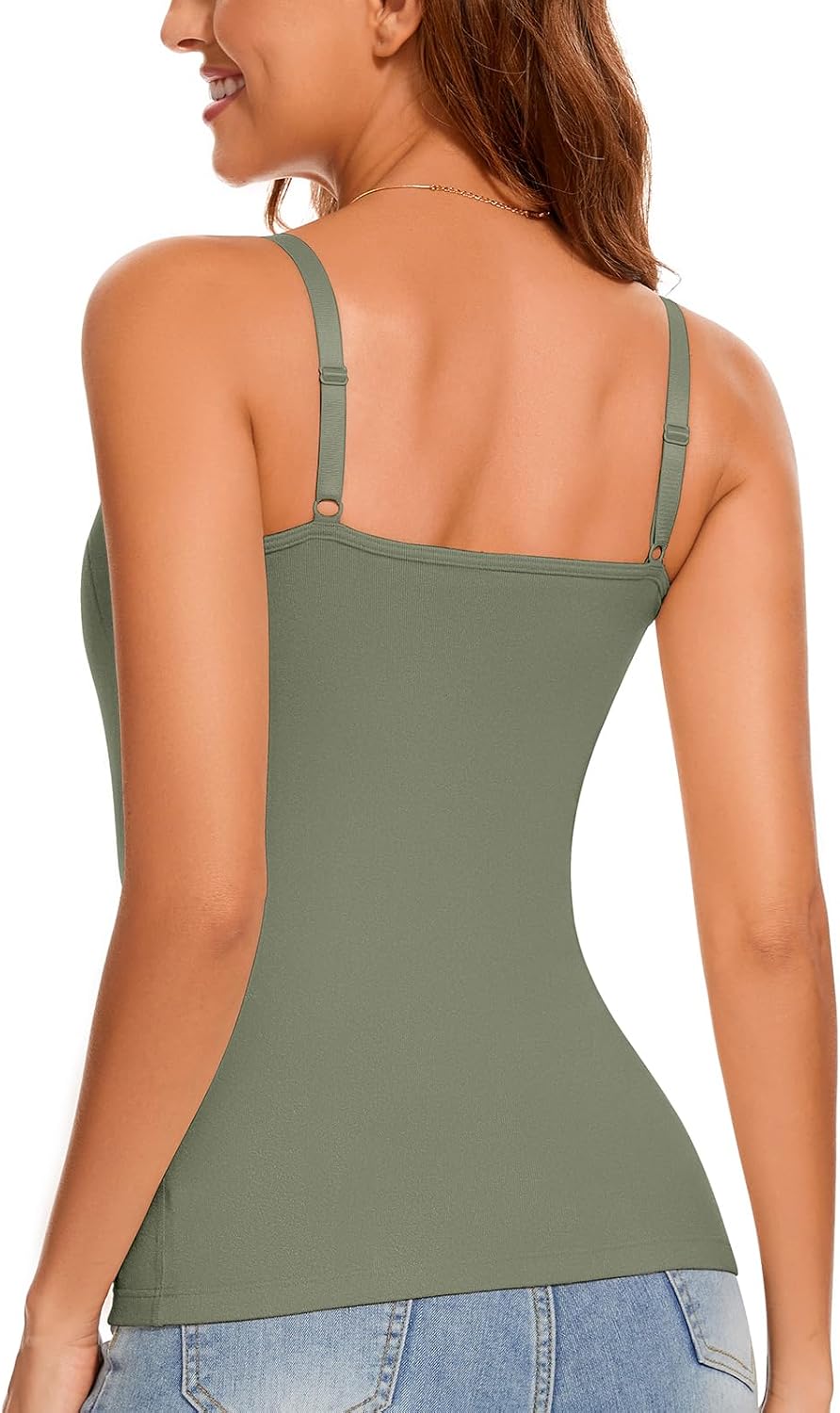WOWENY Thermal Tank Tops for Women Adjustable Straps Warm Base Layer Shirt