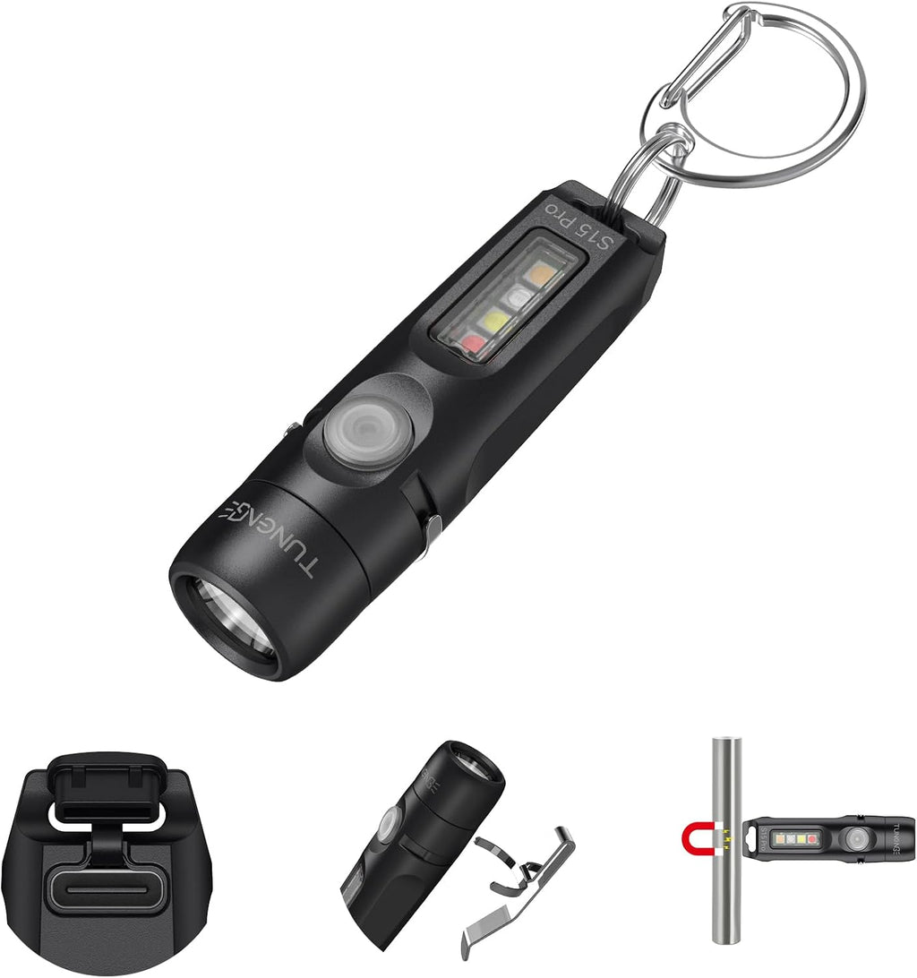 S15PRO Rechargeable keychain Flashlight,750 Lumen Mini light with COB