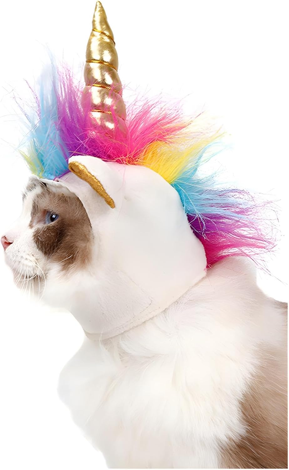 NACOCO Cat Unicorn Hat with Ear Hole for Small Dogs Puppy, Cat Costume Accessory for Halloween, Cosplay Mane Cap (with Ear Hole)