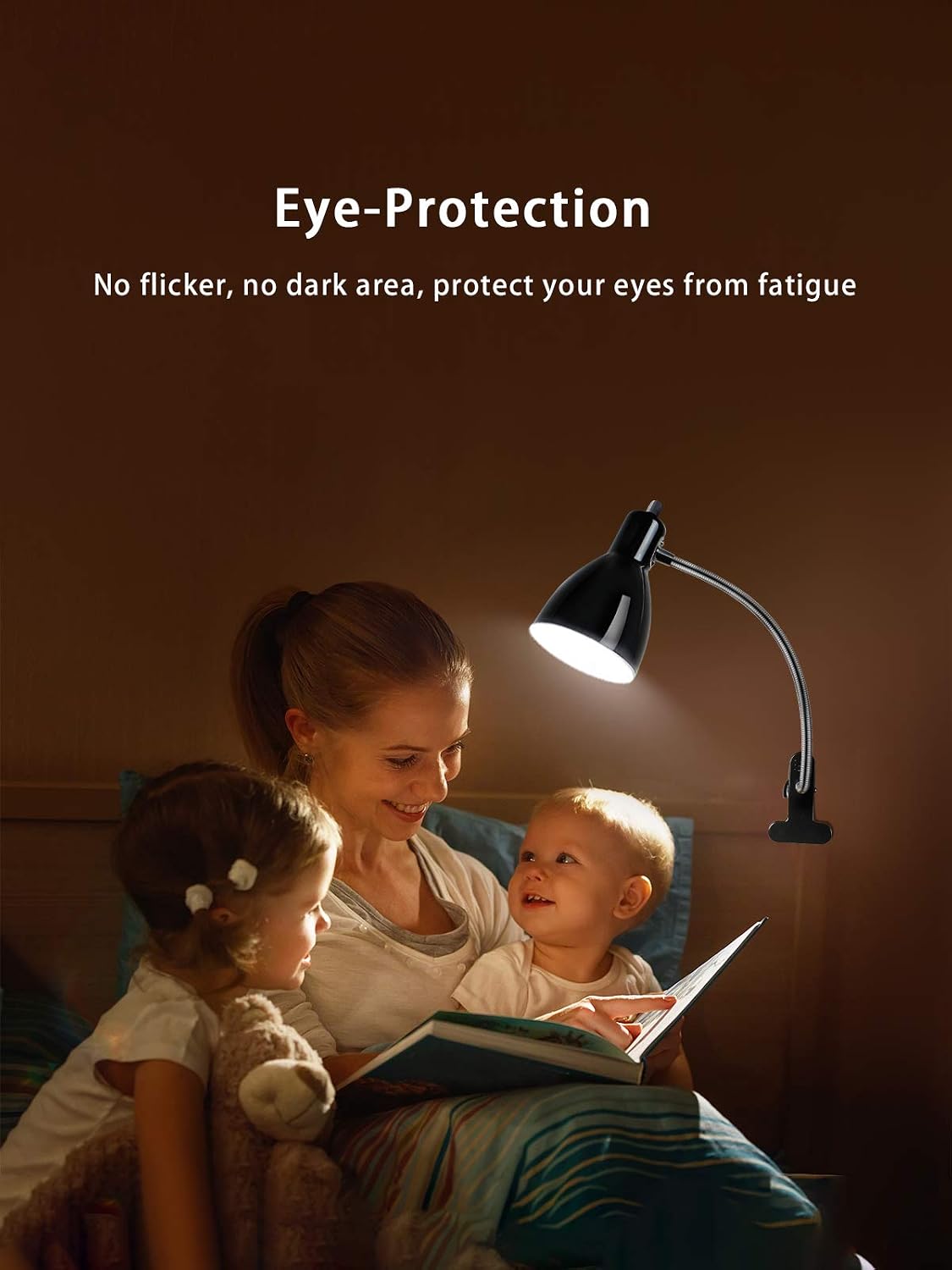 LALISU Desk lamp Eye-Caring Table Lamps, 360°Rotation Gooseneck Clip Lamp
