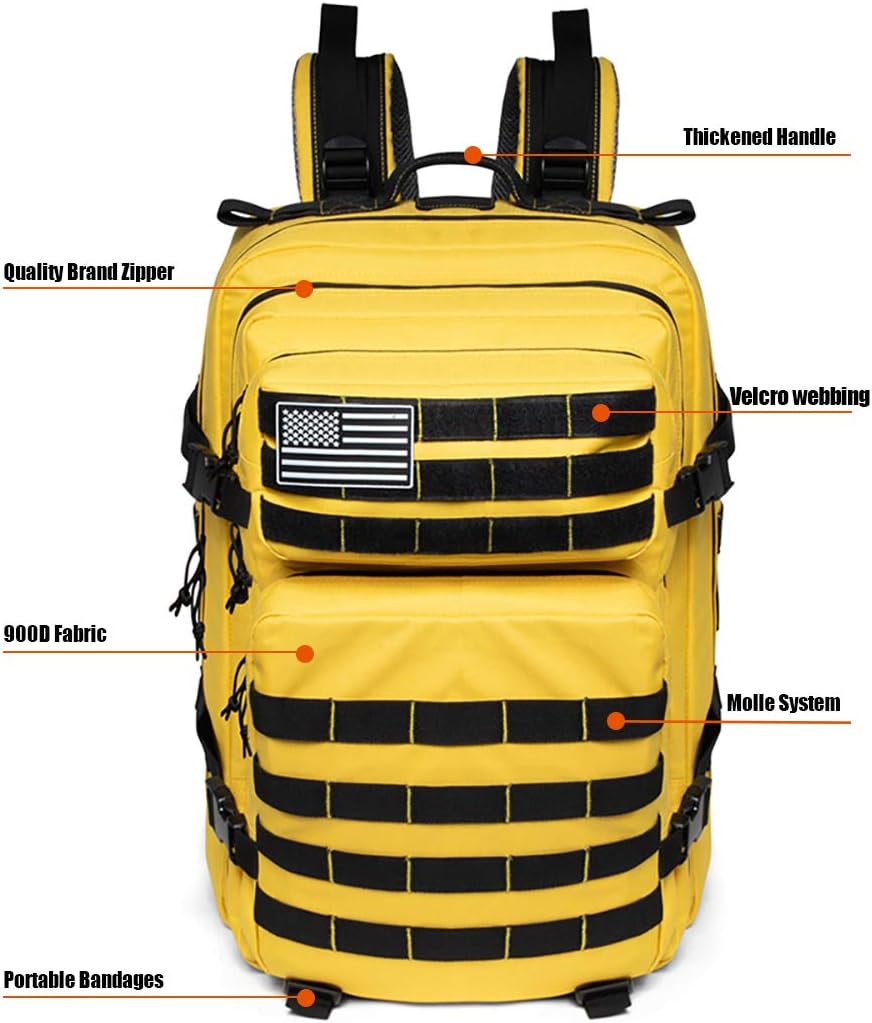 QT&QY 45L Military Tactical Backpacks Molle Army Assault Pack 3 Day Bug Out Bag Hiking Treeking Rucksack…