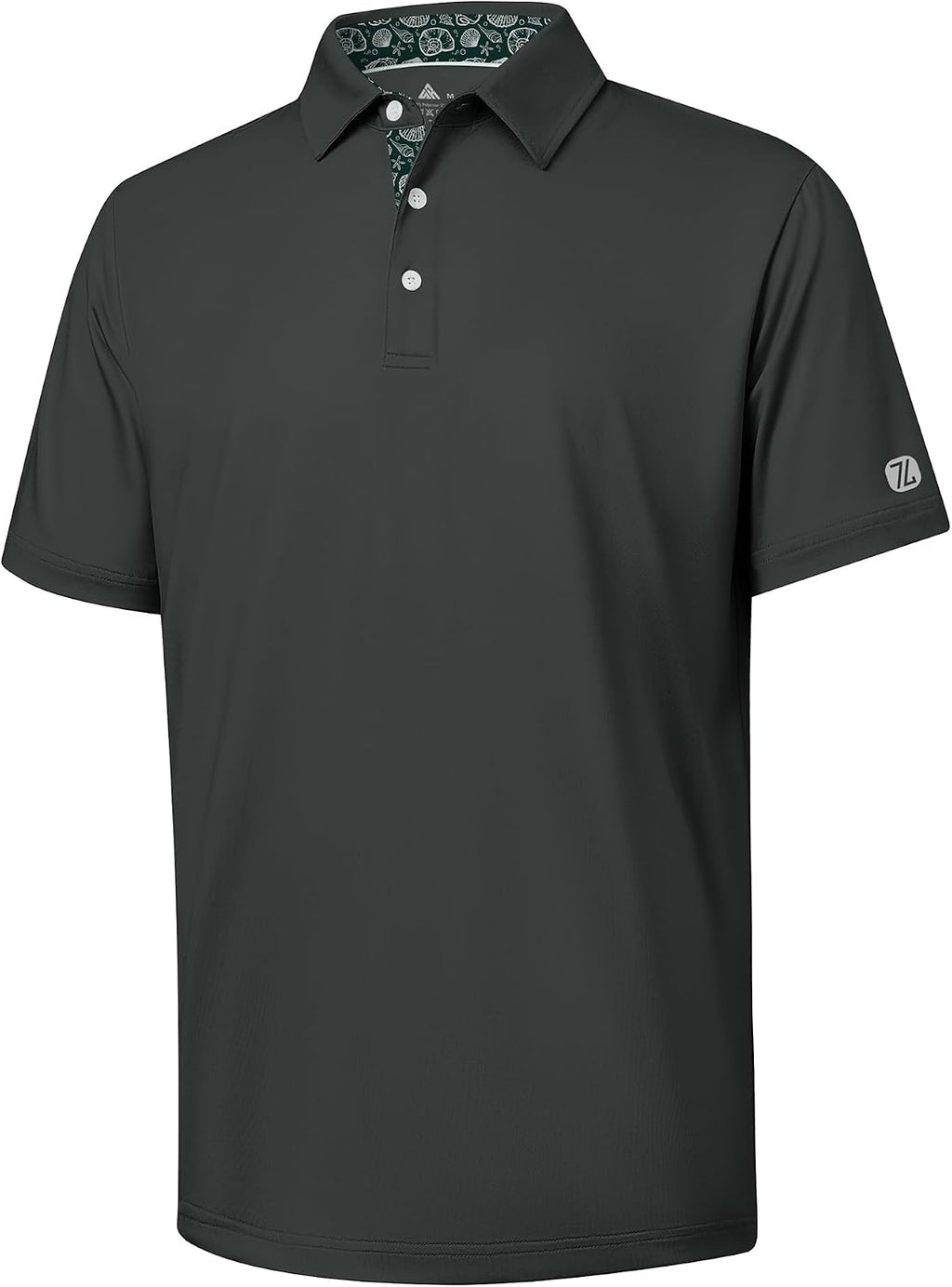 ZITY Golf Shirts for Men Short Sleeve Moisture Wicking Solid Performance Designed Print Collared Casual Polo Shirt