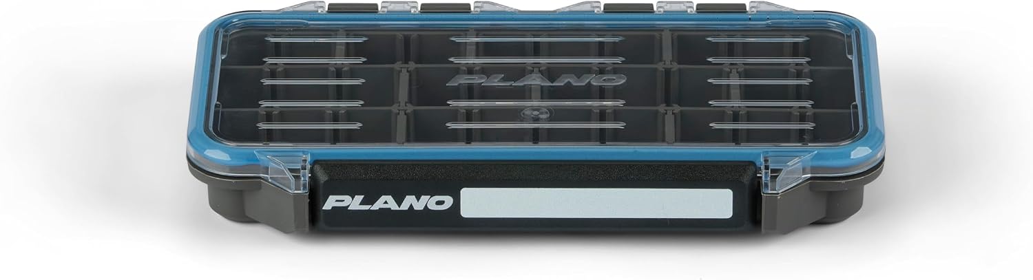 Plano StowAway 3500 Waterproof Stow Tackle Box, IPX7 Waterproof Rating, with Rustricor, Single Latch Design, Transparent DuraView Lid, Stackable Storage for Fishing Bait, Lures and Gear
