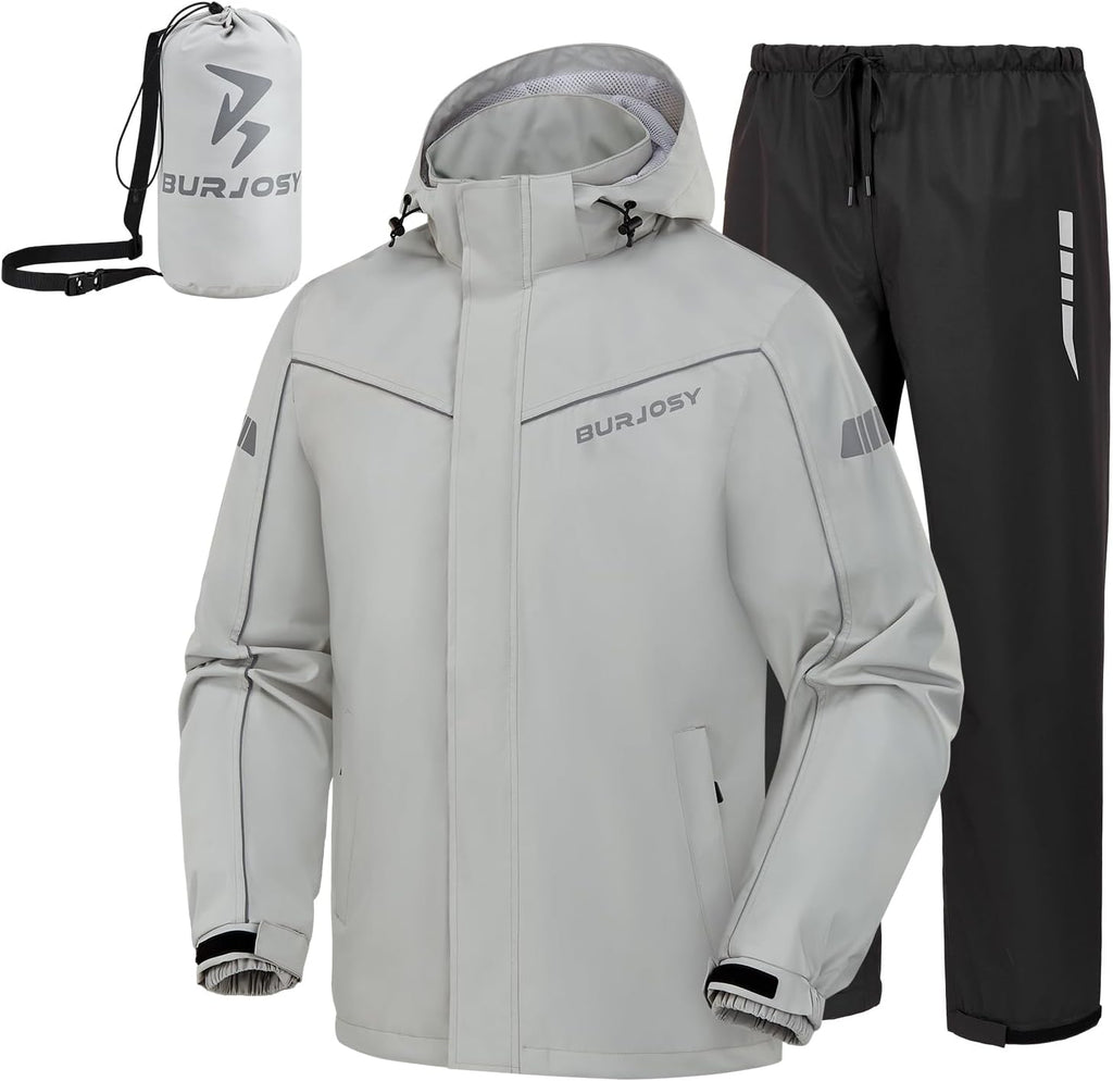 Rain Suit for Men Waterproof Packable Rain Jacket and Pants Set