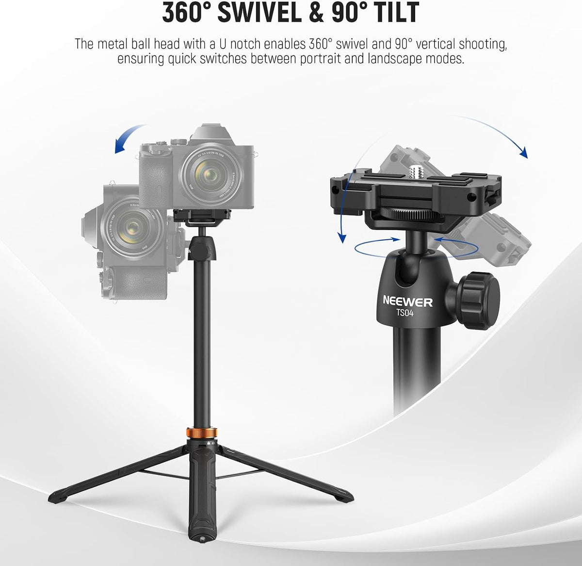 NEEWER Basics 59" Selfie Stick Tripod Compatible with iPhone Canon Sony