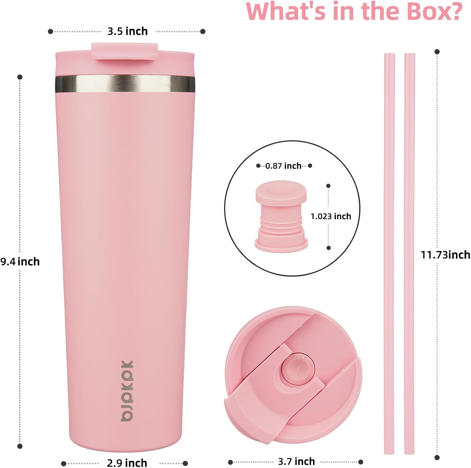 BJPKPK 30 oz Coffee Tumbler with Straw, Insulated Stainless Steel Cup