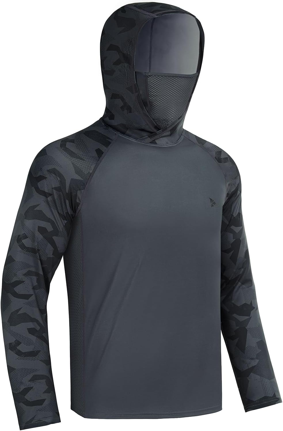 Rodeel UPF 50+ Men’s Long Sleeve Performance Fishing Hiking Shirt with Mask UV Neck Gaiter Hoodie