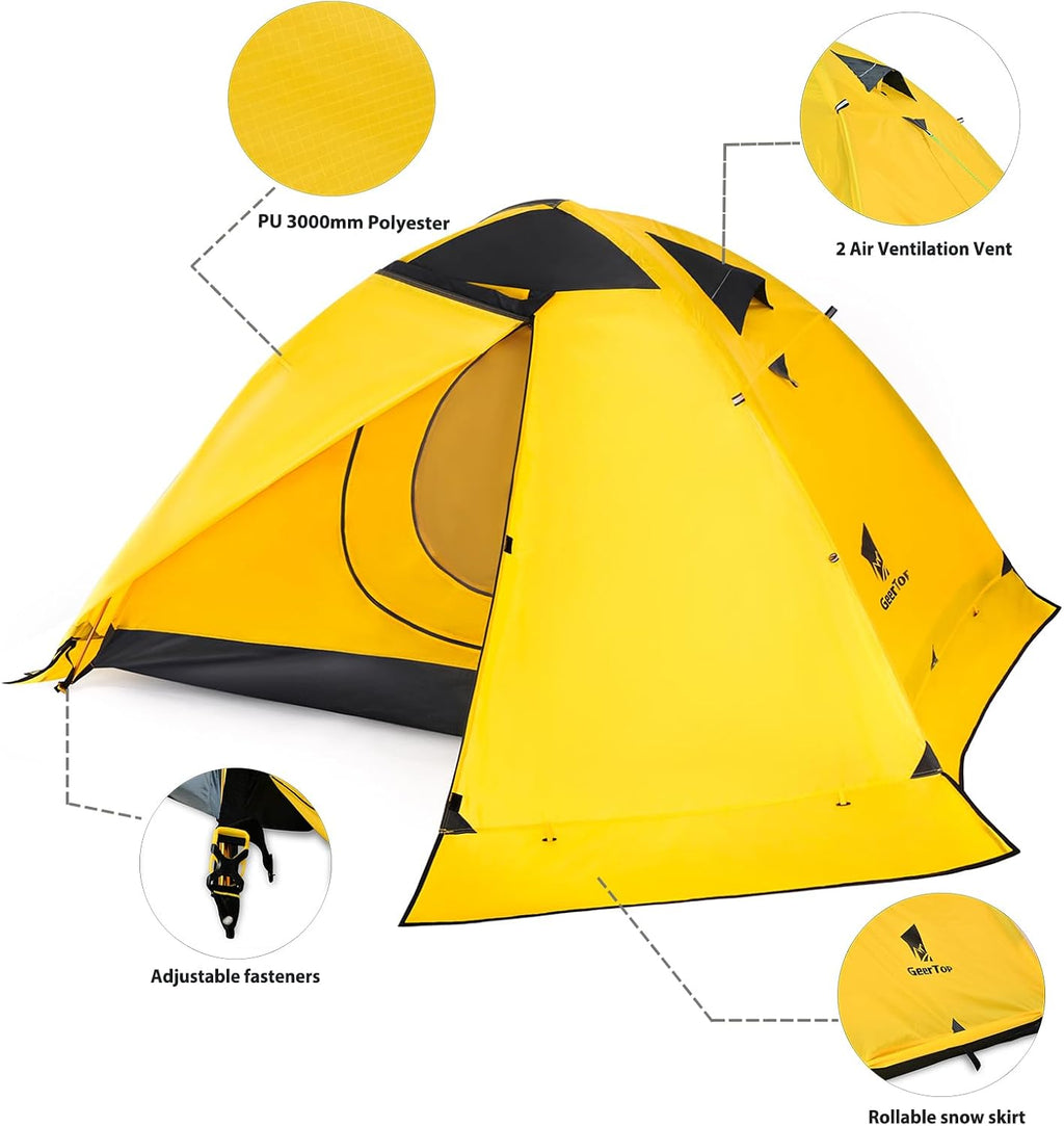 GEERTOP 2 Person Backpacking Tent, Lightweight Waterproof 4-Season Tent