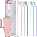 Doboli Replacement 13 inch Long Silicone Straw With Straw Cover,Compatible with Stanley Owala 40 oz 30 oz Cup Tumbler, 6 Pack Reusable Bent Straw with Cleaning Brush,for Stanley Tumbler Accessorie