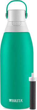 Brita Insulated Filtered Water Bottle with Straw, Reusable, Stainless Steel Metal, Jade, 32 Ounce
