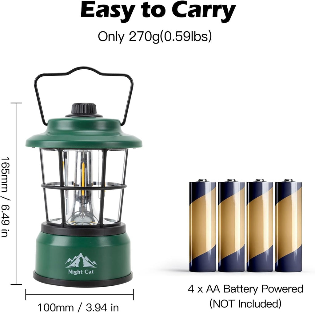 Night Cat LED Camping Lantern: Portable Outdoor Light for Camping Hiking Fishing Picnic Emergency 4xAA Battery Powered (Not Included)