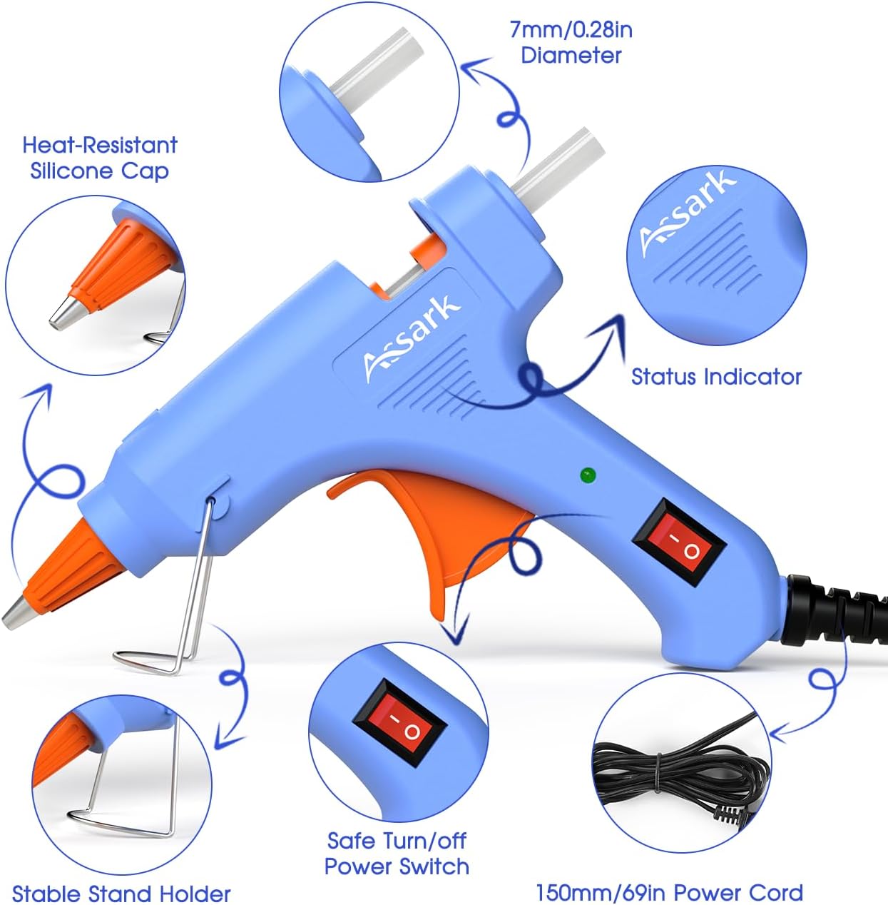 Assark 30W Mini Hot Glue Gun Kit with 30 Glue Sticks