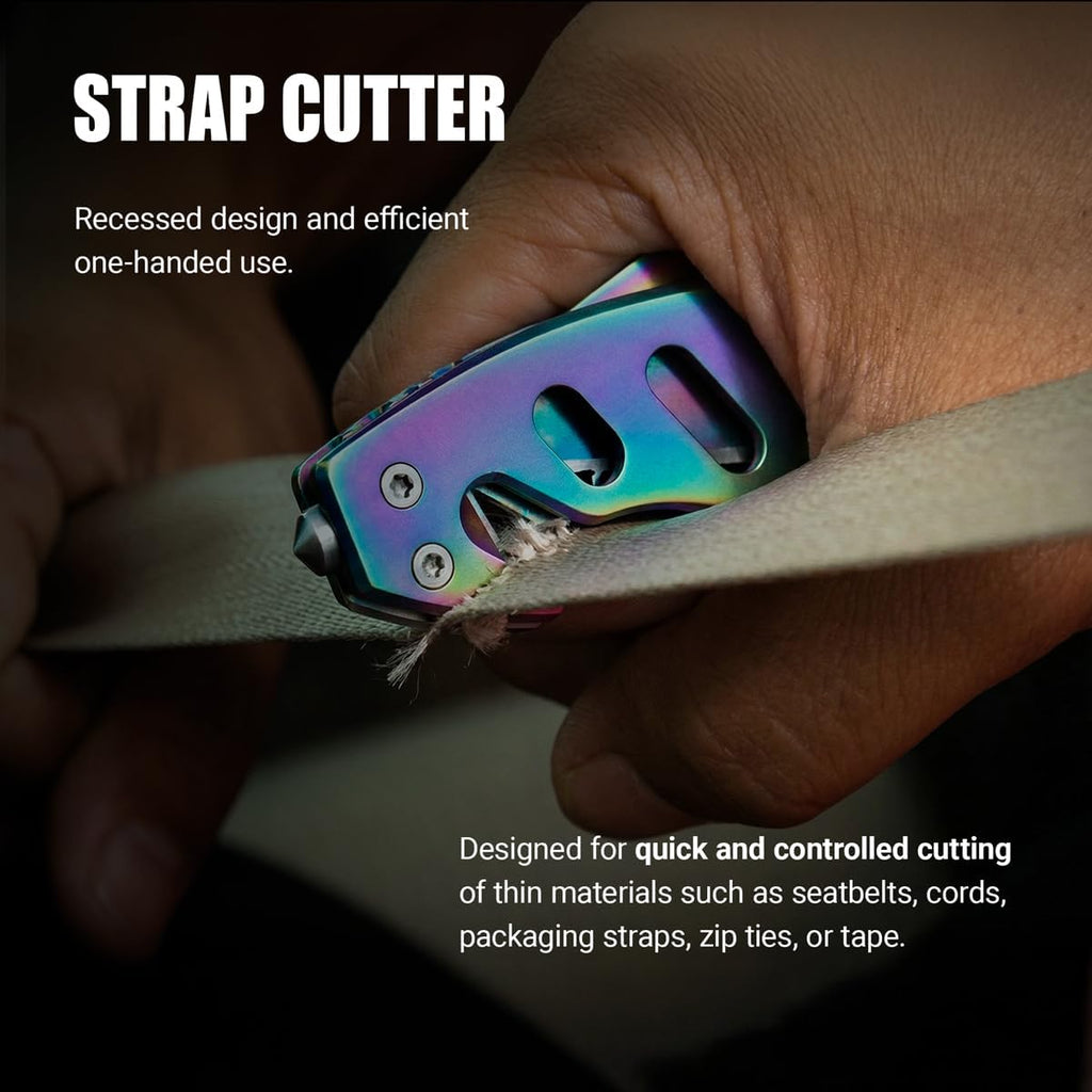 Legal Rainbow Pocket Knife with Glass Breaker Seatbelt Cutter - 2.68 Inch Sharp Serrated Blade - Cute Small Folding Womens Knives for Self Defense EDC Camping - Food Processing Cake Knives 6655 R