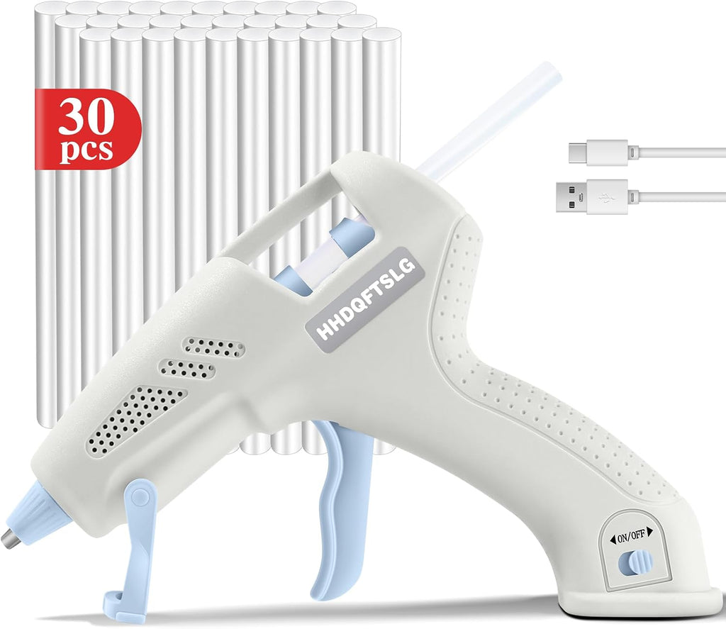 Cordless Hot Glue Gun Kit with 30 Sticks, Fast Heating 2.6Ah Rechargeable