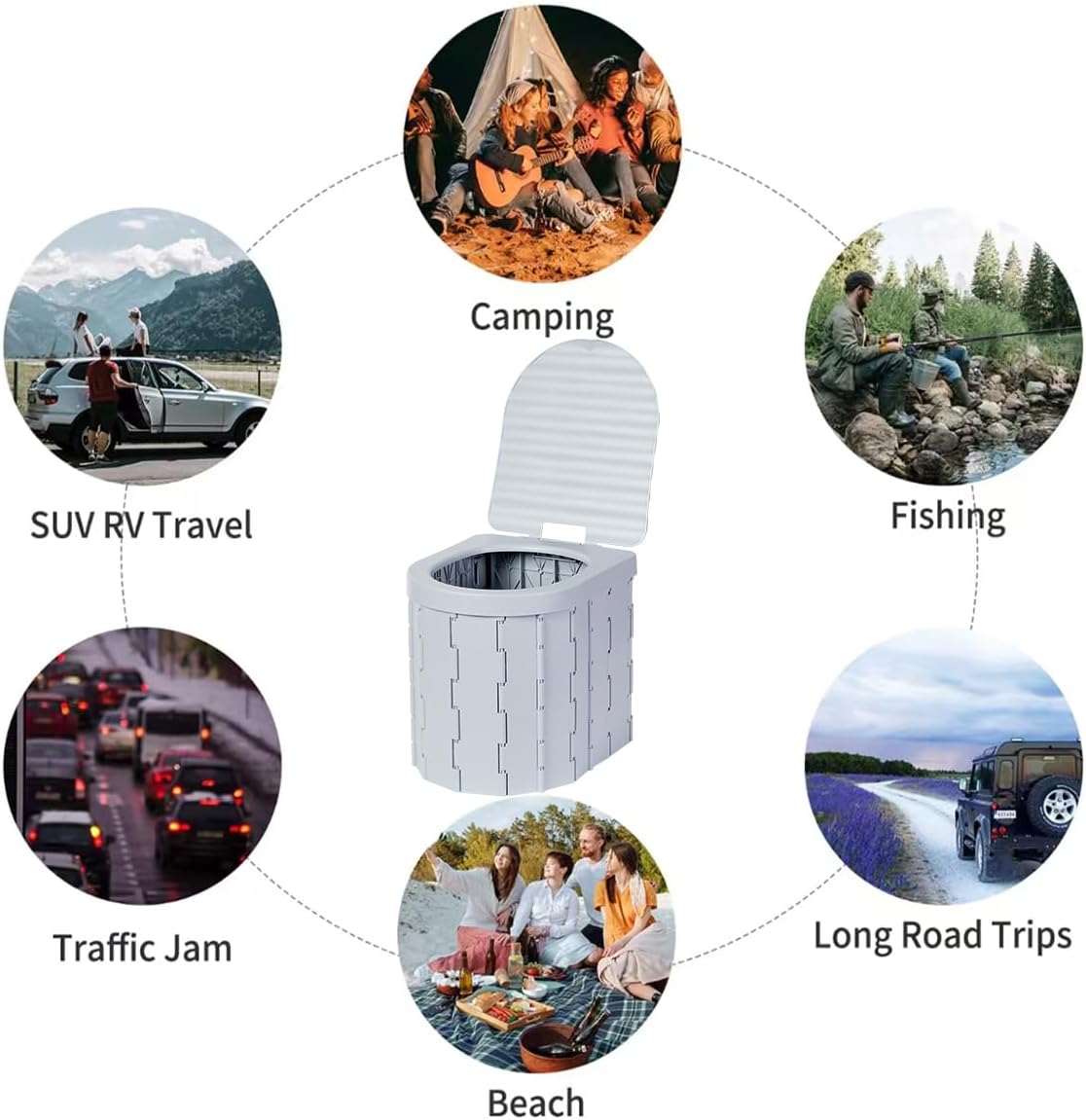 Portable Toilet Kit, Camping Toilet with Pop-Up Privacy Tent Toilet Bags, Washable Portable Outdoor Showers Changing Rooms