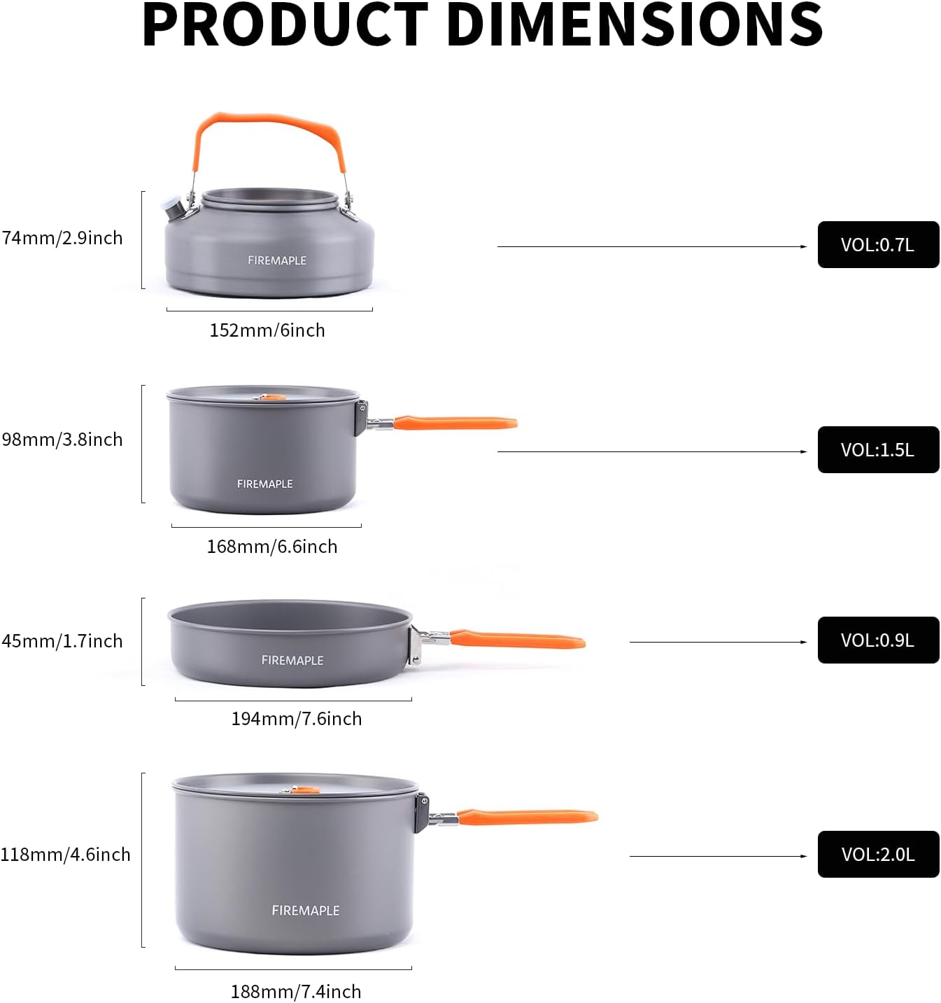 Fire-Maple Feast Outdoor Camping Cookware, Pot and Pan Set Stackable Kit