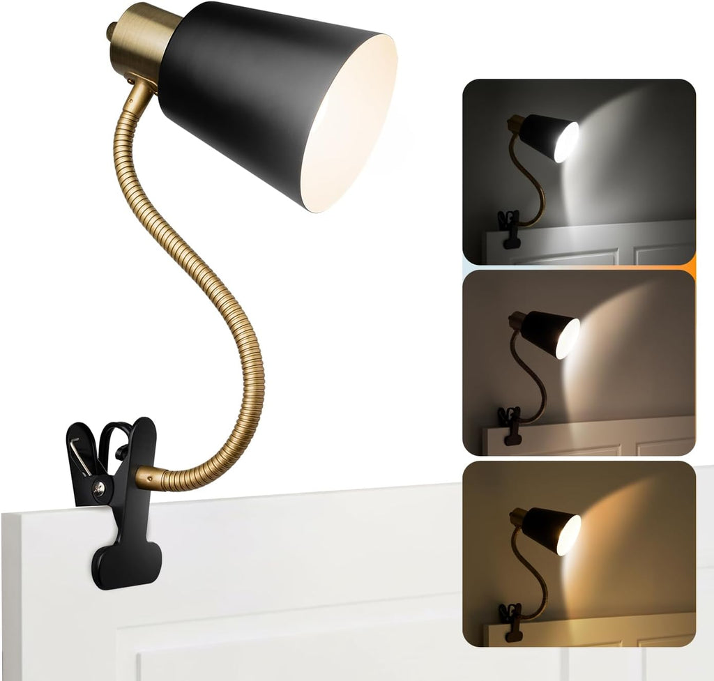 LALISU Desk lamp Eye-Caring Table Lamps 360°Rotation Gooseneck Clip on Lamp