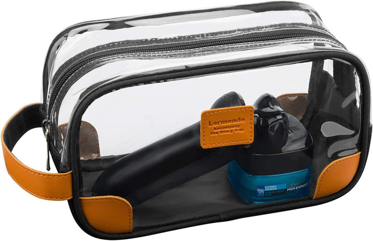 Lermende Clear Toiletry Bag for Traveling, Large Toiletry Bag for Men. Hanging Dopp Kit/Travel kit/Clear Mens Bag/Unisex Bathroom Travel Bag for Mens(Blue)