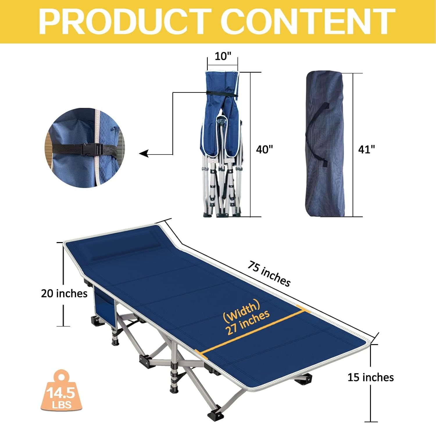 2 Pack Camping Cot with Comfortable Mattress, Folding Camping Bed