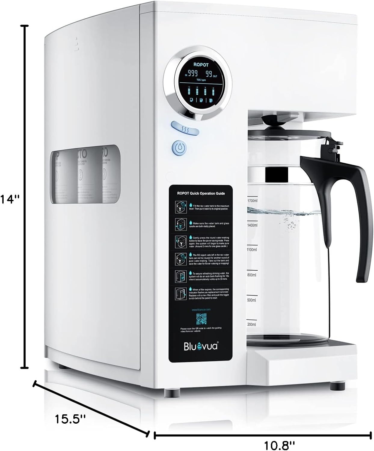 Bluevua RO100ROPOT Countertop Reverse Osmosis Water Filter System