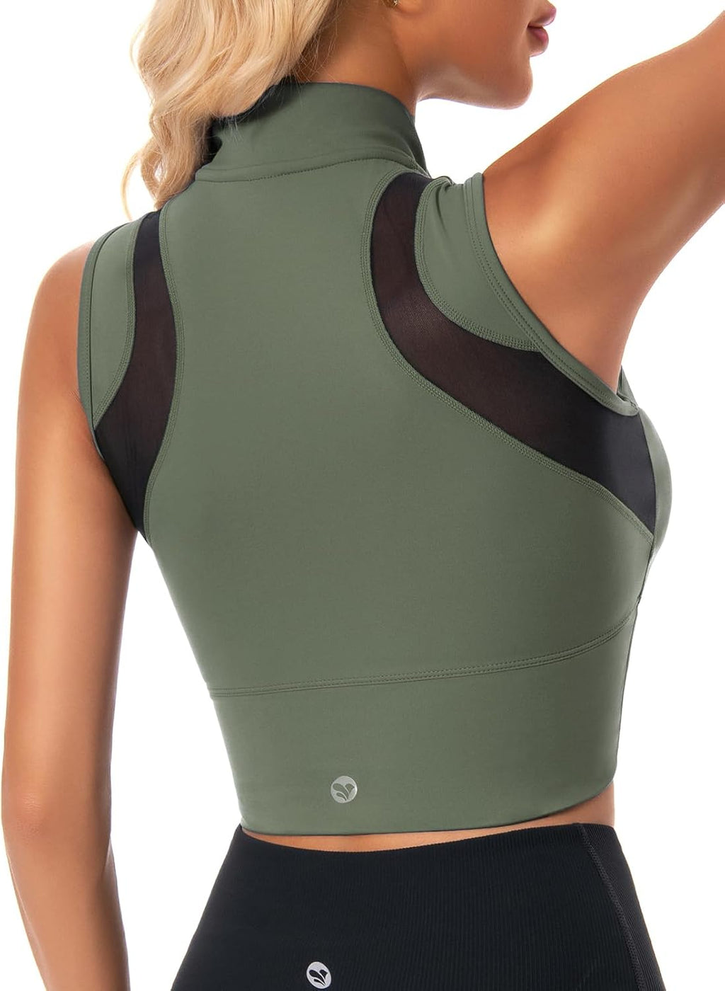 AARYA Zip Front Cropped Workout Tank Tops with Built in Bra
