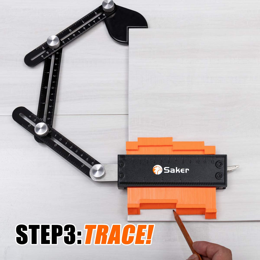 Saker Contour Gauge Profile Tool With Opening Locator- Adjustable Lock -Precisely Copy Irregular Shape Duplicator -Irregular Welding Woodworking Tracing - Must Have Tool for DIY Handyman, Construction