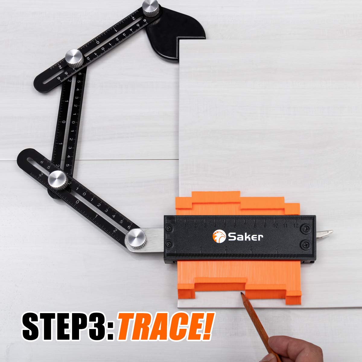 Saker Contour Gauge Profile Tool With Opening Locator- Adjustable Lock -Precisely Copy Irregular Shape Duplicator -Irregular Welding Woodworking Tracing - Must Have Tool for DIY Handyman, Construction