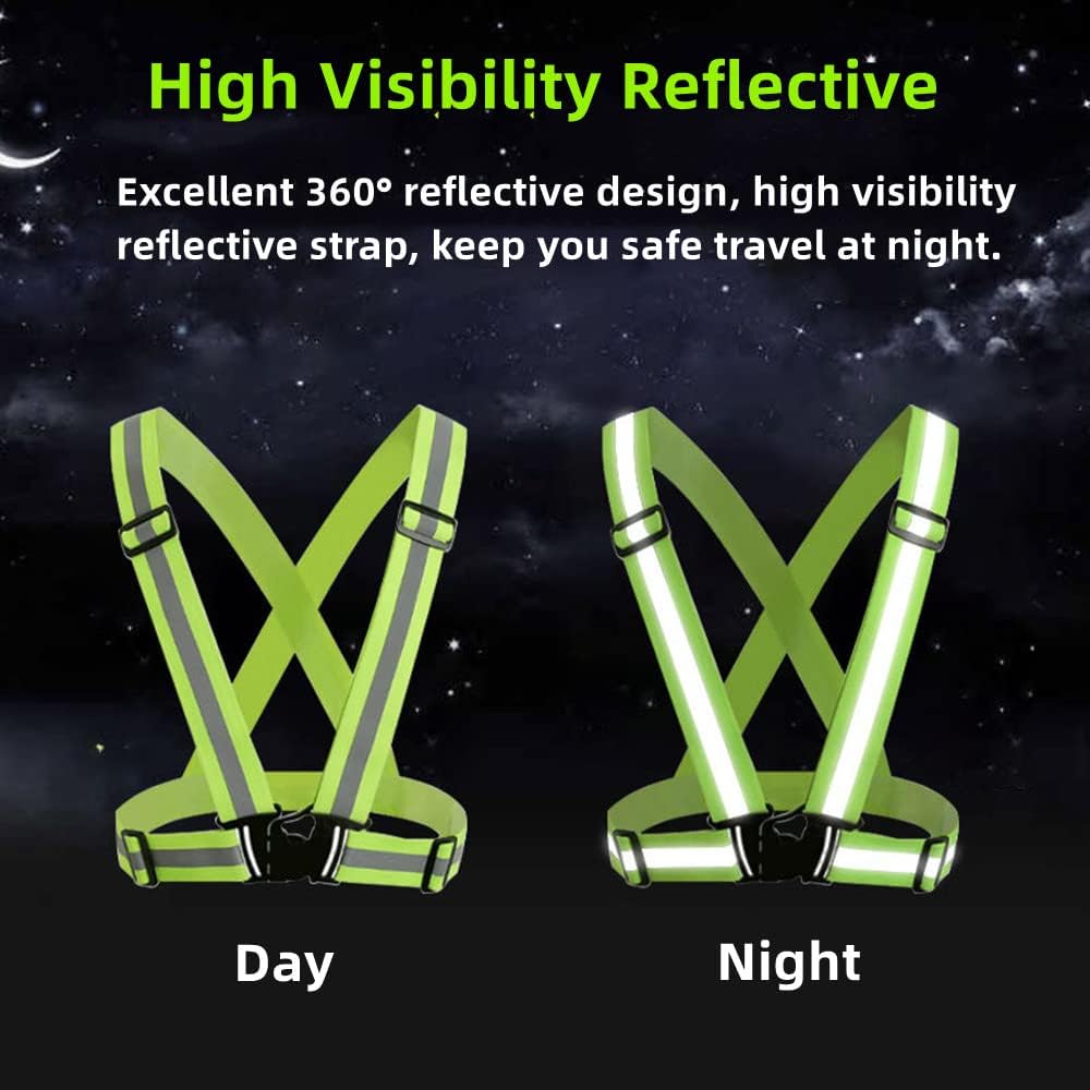 Reflective Vest, High Visibility Safety Vest Straps Reflective Gear for Night Running Walking Cycling for Men Women Kids