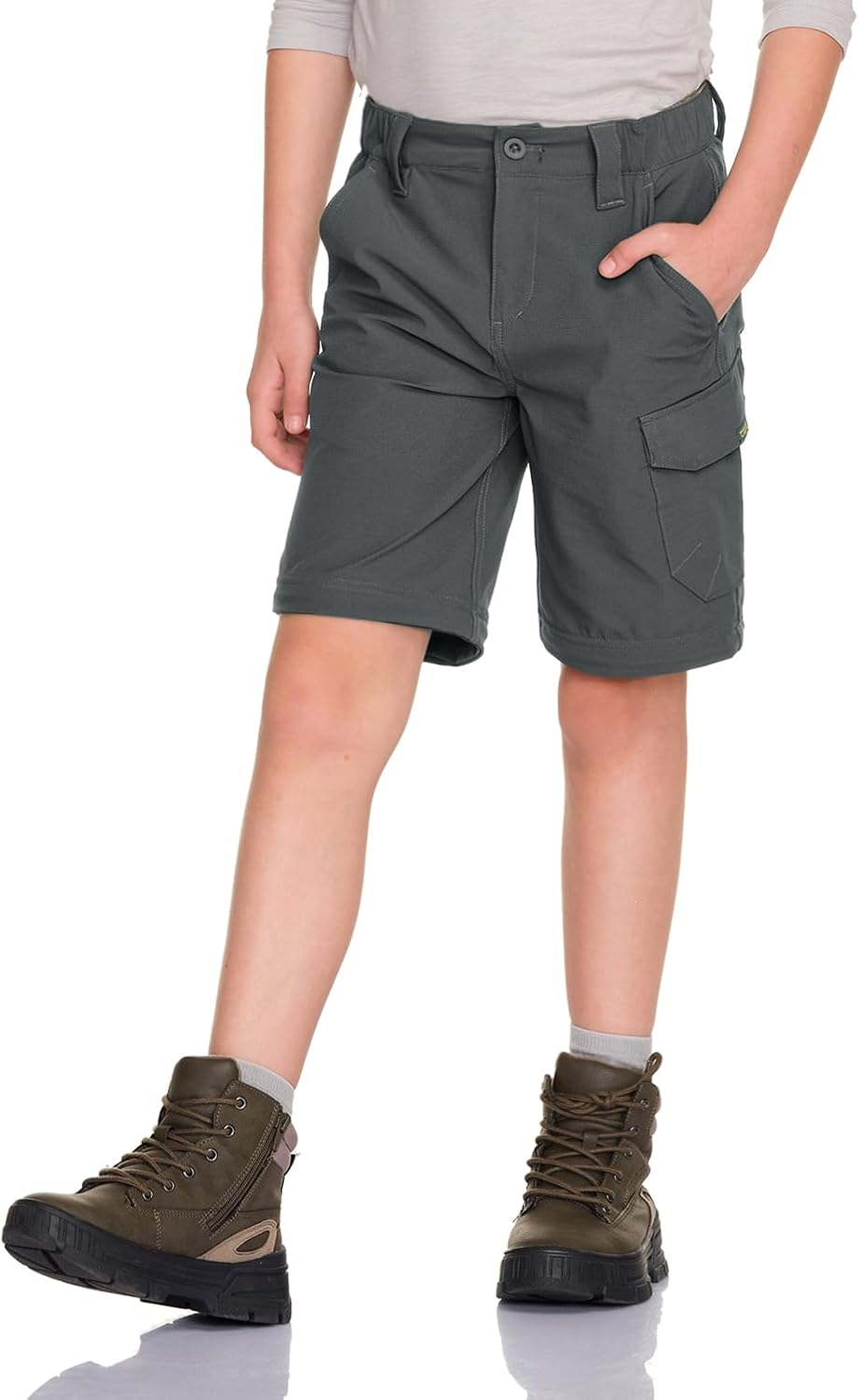 CQR Kids Youth Hiking Cargo Pants, UPF 50+ Quick Dry Convertible Zip Off Pants, Outdoor Camping Pants