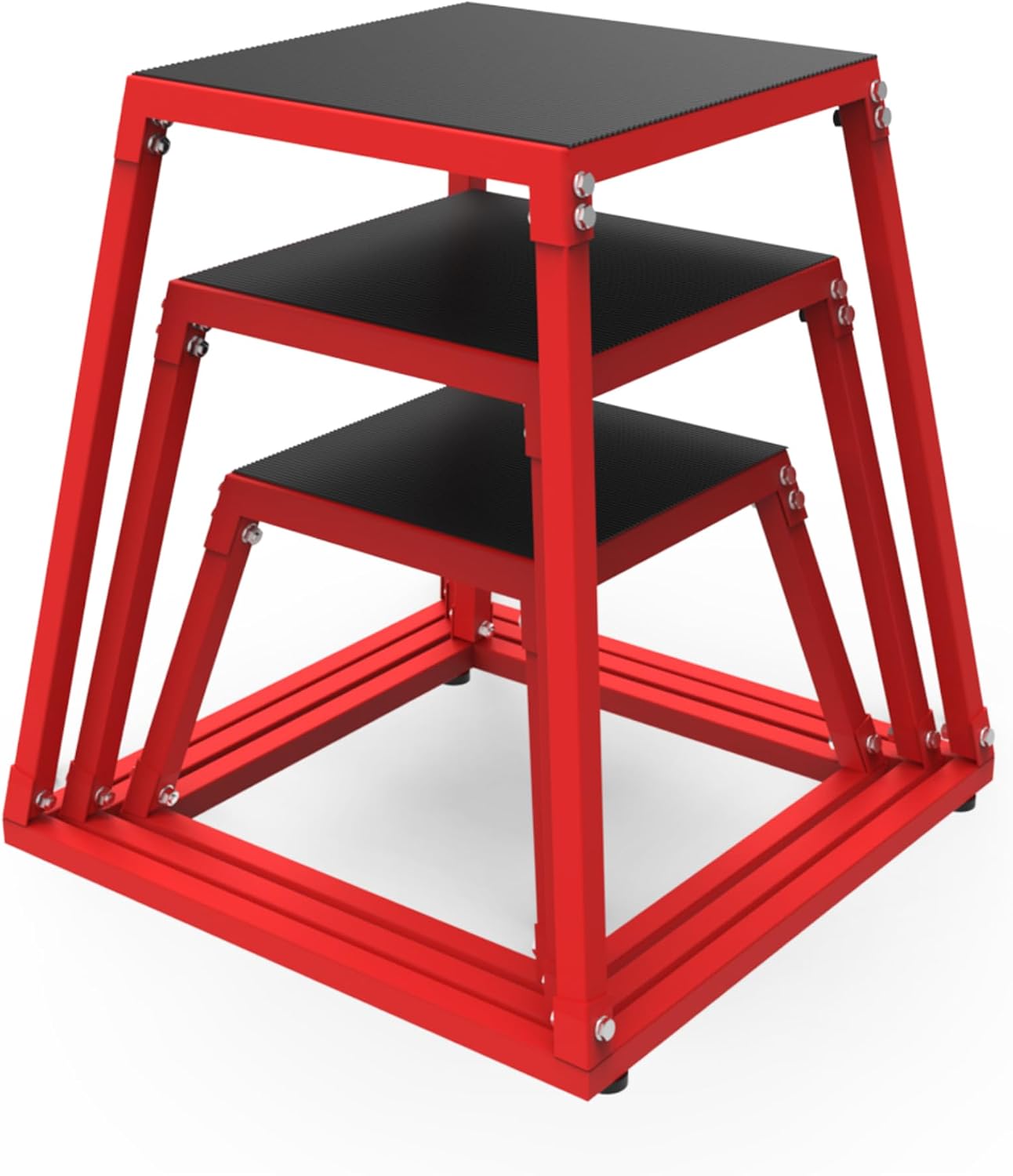 12/18/24/30 Inch Height Steel Plyometric Jumping Box, Anti-Slip Plyo Box Set for Strength and Conditioning Training, Durable Exercise Step Platform for Home Gym