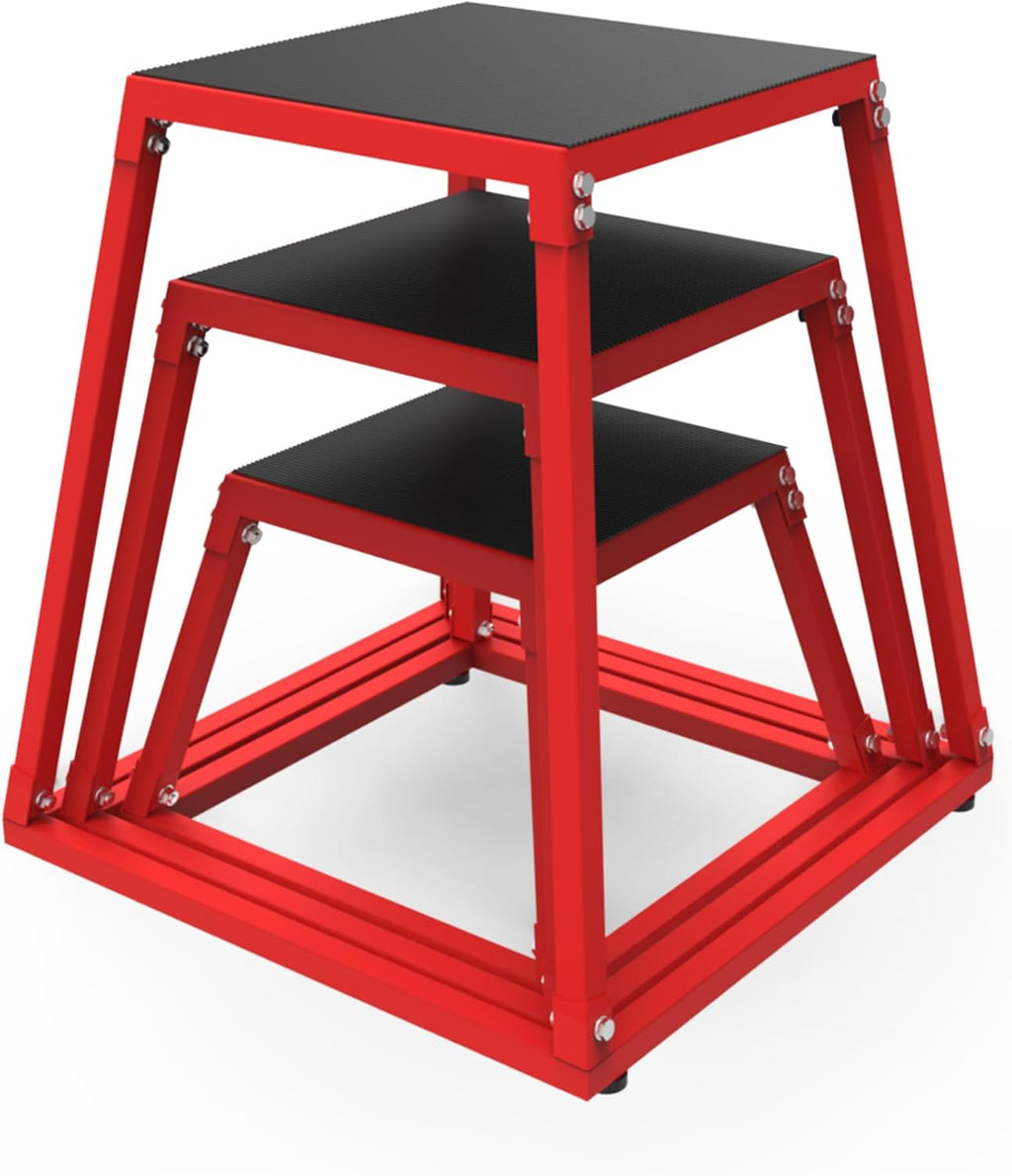 12/18/24/30 Inch Height Steel Plyometric Jumping Box, Anti-Slip Plyo Box Set for Strength and Conditioning Training, Durable Exercise Step Platform for Home Gym