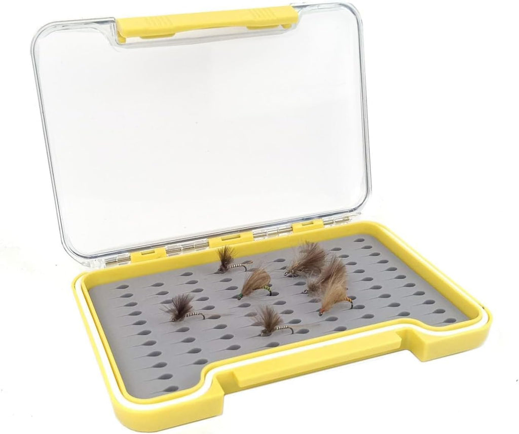 Aventik Silicone Fly Boxes Super Slim Waterproof Best Pocket Sizes Fly Fishing Storage 7.36"X4.02"X0.63"/5.39"X3.74" X0.63'(2pc-g048lt)