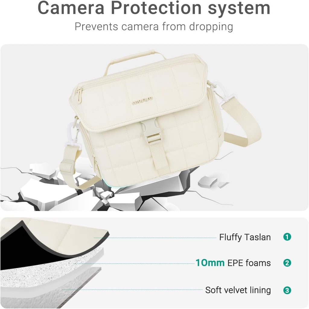 MOSISO Camera Bag for Photographers, Shoulder Photography Bag, Beige