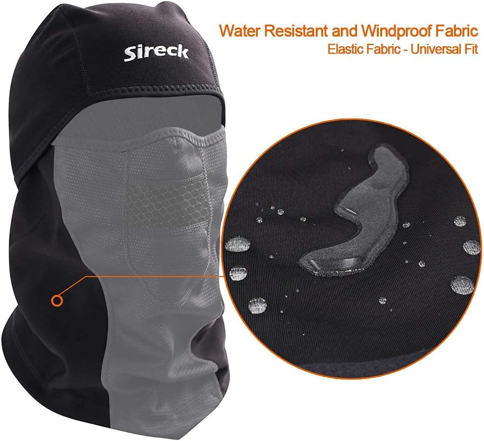 Sireck Cold Weather Balaclava Ski Mask, Water Resistant and Windproof Fleece Thermal Face Mask, Cycling Motorcycle Neck Warmer Hood Winter Gear for Men Women