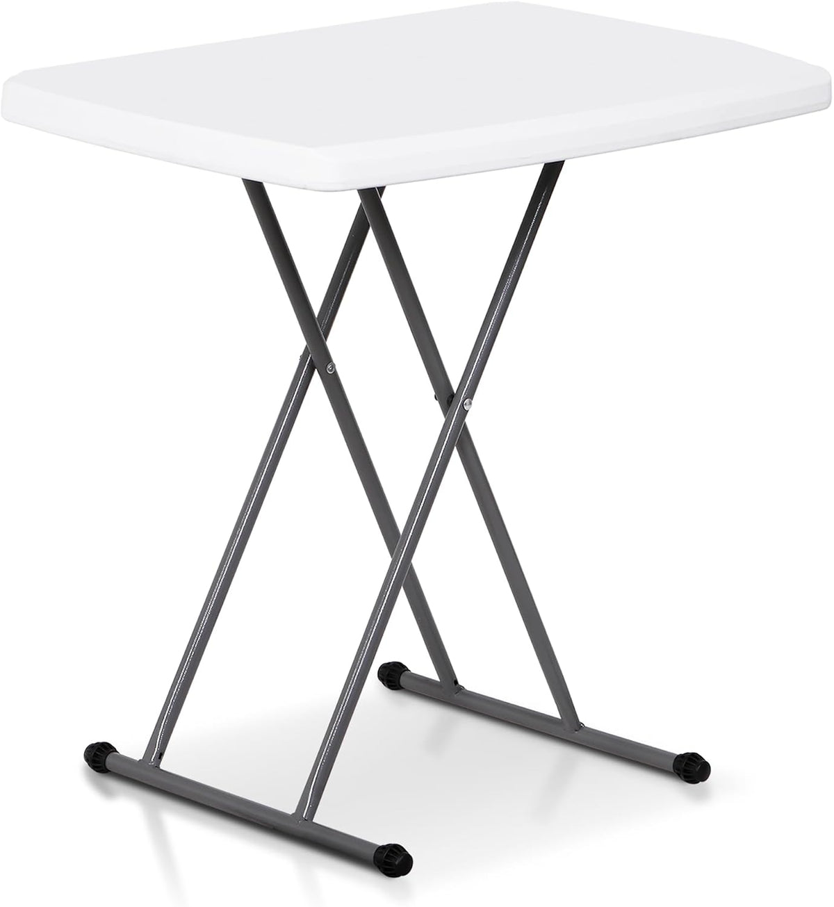 SUPER DEAL Portable 4 Foot Plastic Folding Table, Small Indoor Outdoor Heavy Duty Fold-in-Half Picnic Party Camping Barbecues Table with Carrying Handle, White